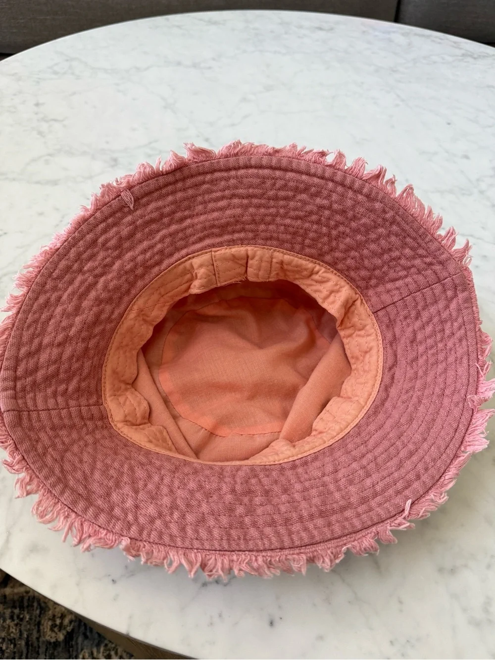 Sonoma Pink Frayed Bucket Hat OS Cotton Boho Beach Sun Hat Festival Cottagecore